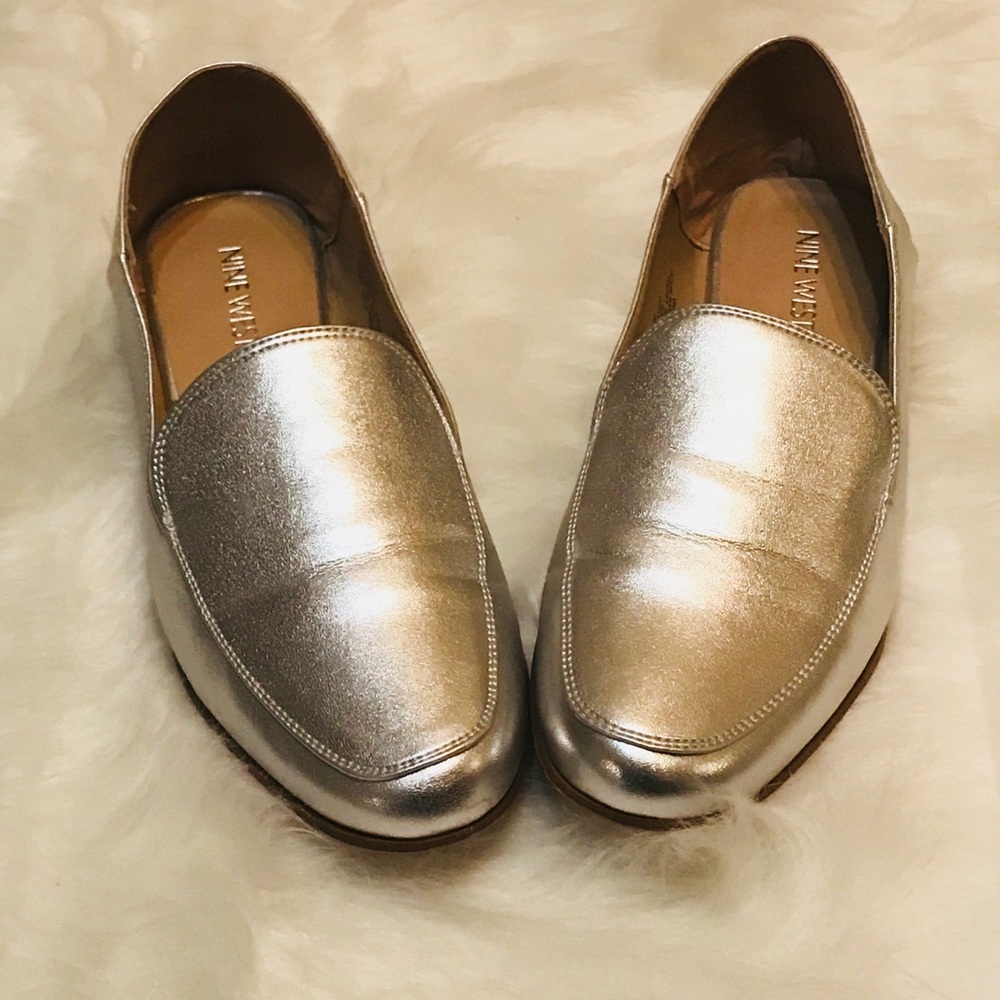 Nine West Silver Metallic Flat Loafers - Picture 2 of 7